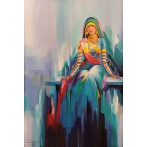 Razia Sehar, 24 x 36 Inch, Acrylic on Canvas, Figurative Paintings, AC-RZSR-010 Razia Sehar, 24 x 36 Inch, Acrylic on Canvas, Figurative Paintings, AC-RZSR-010